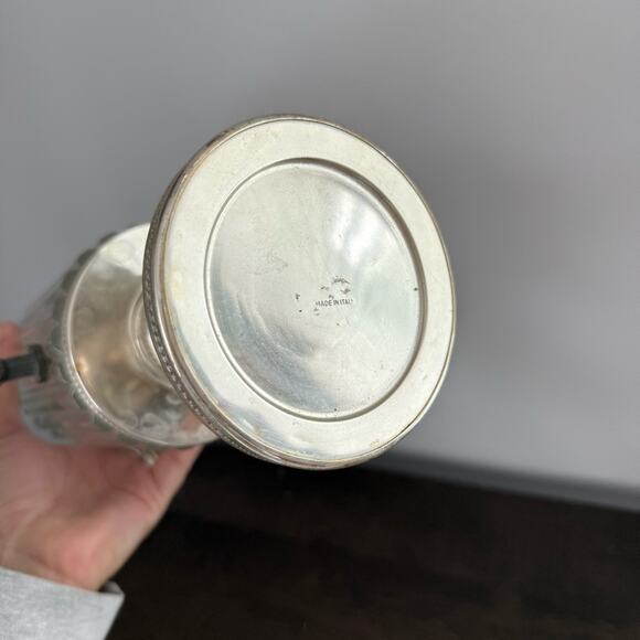 Antique | Absinthe Fountain Dispensing Decanter Ribbed Clear Glass Silver Italy - Picture 5 of 10